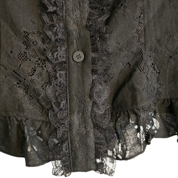 Dark In Love Black Lace Victorian/Gothic Blouse With Cross Size XXL in EUC - Picture 7 of 11